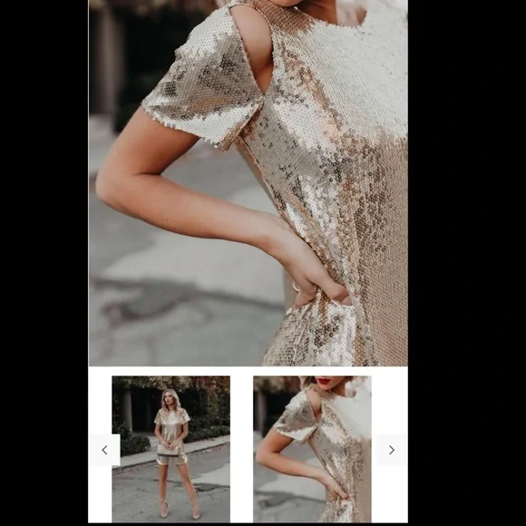 NWT vici fate gold sequins dress with shoulder cut outs - Picture 2 of 5